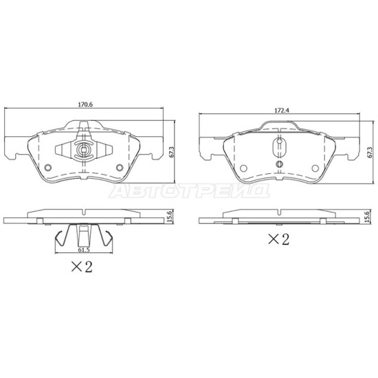 Колодки тормозные перед FORD MAVERICK 01-08/ MAZDA TRIBUTE 04-08 SAT