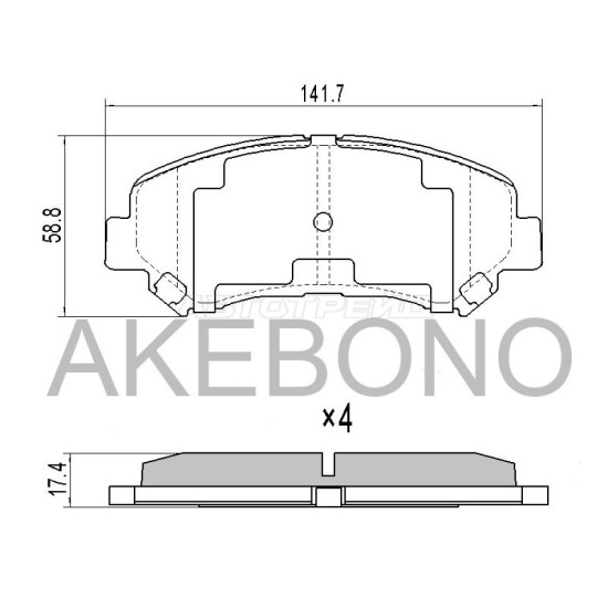 Колодки тормозные перед NISSAN TEANA 33 AKEBONO